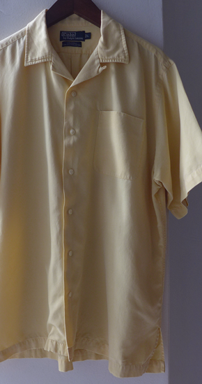 1990s Vintage Ralph Lauren CALDWELL Cotton Silk Open Collar Shirt 