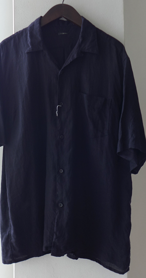 23SS  COMOLI  リネンツイル半袖オープンカラーシャツ　NAVY  2身幅62cm
