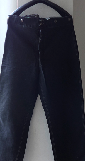 1930~40s Vintage French Work Buckle Back Moleskin Pant Black  ヴィンテージフランスワークバックルバックモールスキンパンツブラック - ANNE-TRE