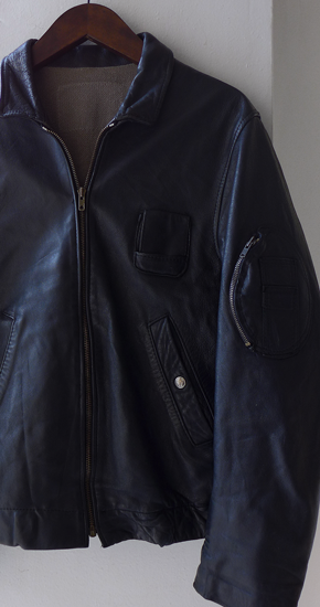 1970s Vintage French Military Leather Pilot Jacket ヴィンテージ 