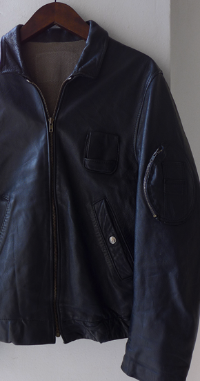 1970s Vintage French Military Leather Pilot Jacket