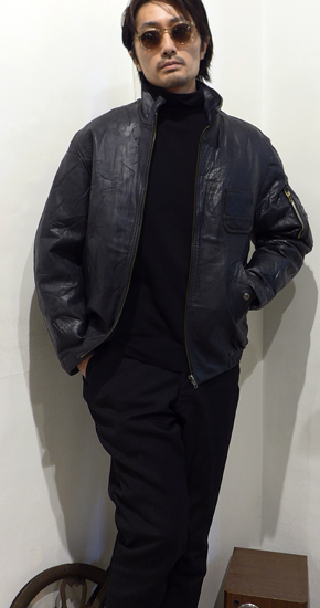 1970s Vintage French Military Leather Pilot Jacket ヴィンテージ