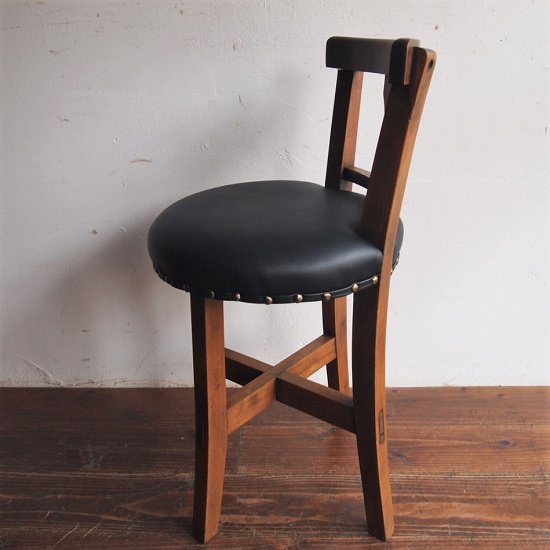丸椅子（背付き/レザー） - 古家具・古道具 アンティーク家具 kubu（クブ）