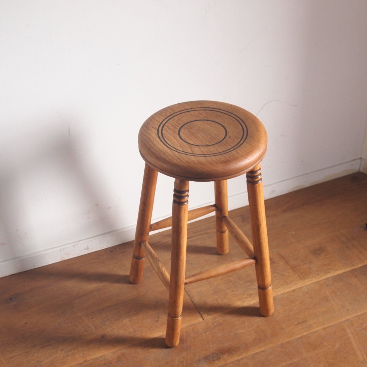 革座面の丸太スツールC 椅子 チェア 古材 古家具 古道具 レトロ