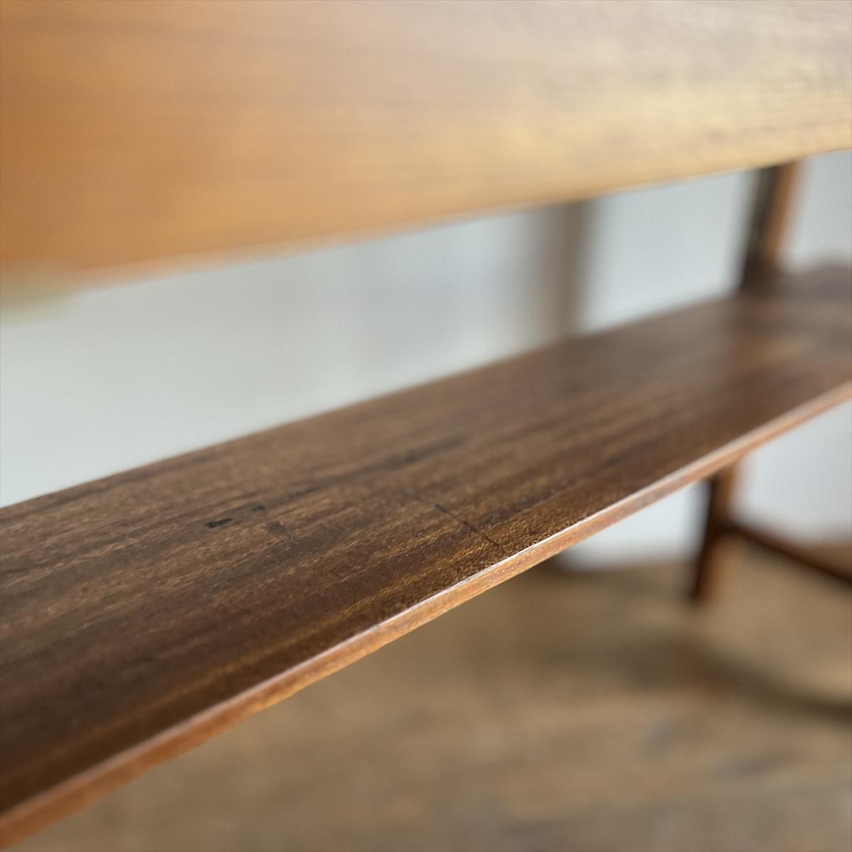 古家具『木製長机 引出し4つ付き』 長机/テーブル/ブックシェルフ付き/04457 - 古家具・古道具