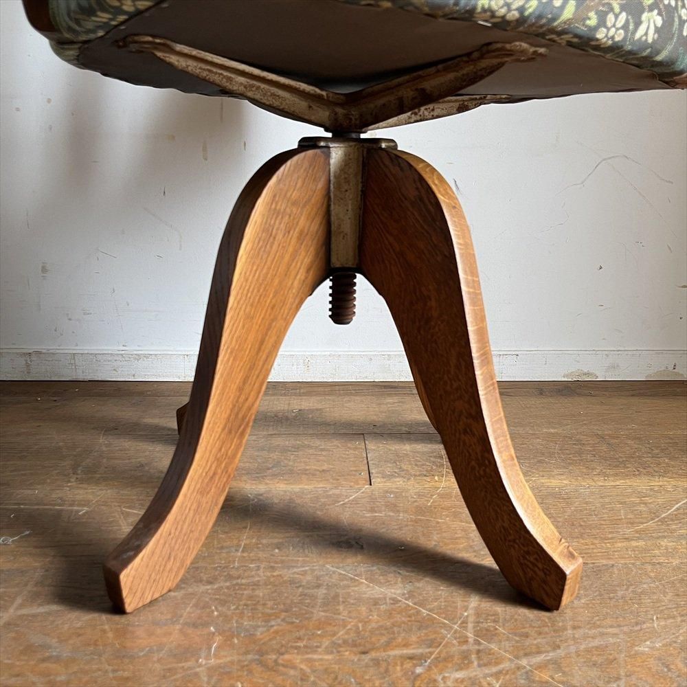 ウィリアムモリス　チェスト　丸椅子　ラウンドスツール　木製チェア　木製椅子 回転チェア/ナラ/ウィリアム・モリス/blackthorn - 古家具