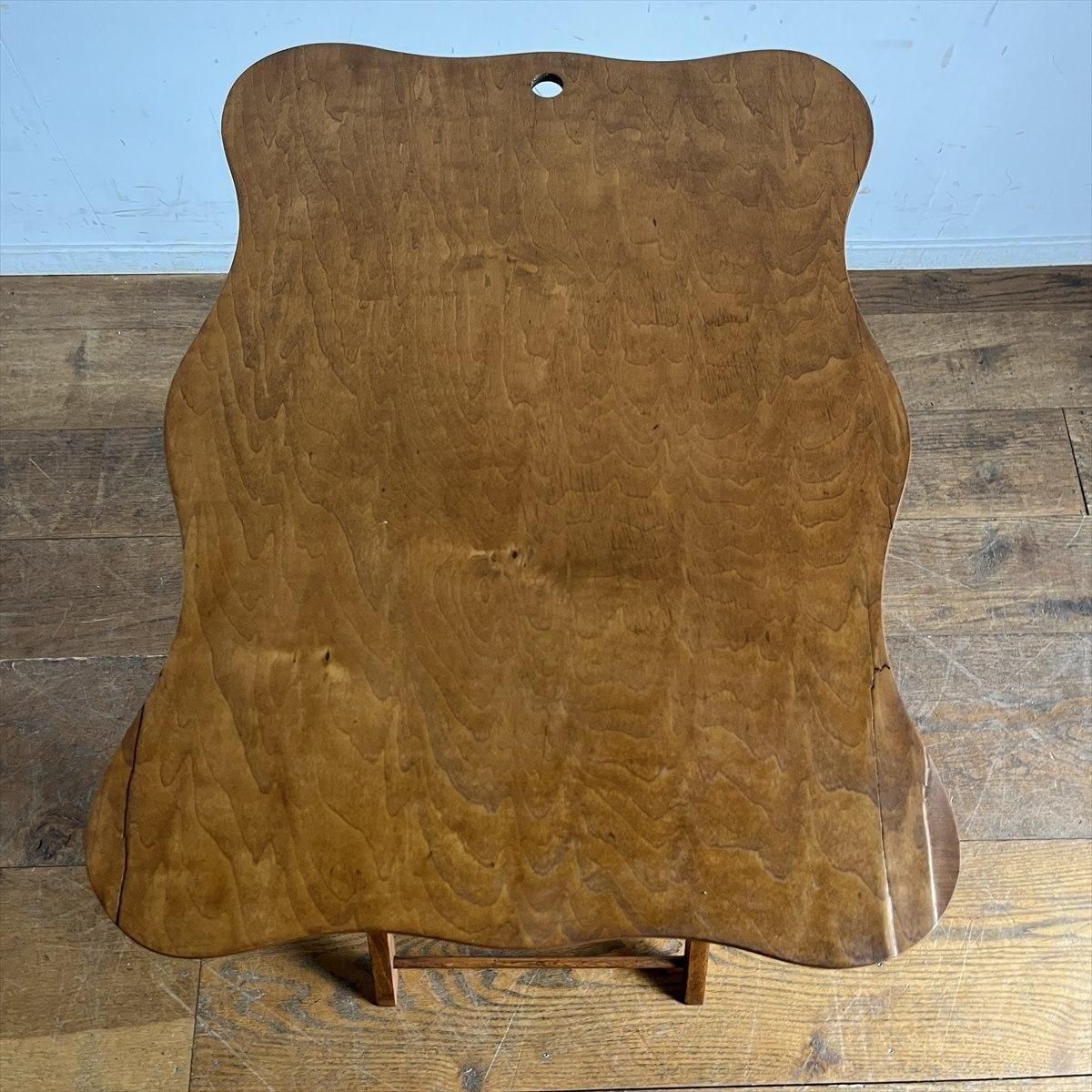 ヴィンテージ　オーク材　フリップ　サイド　テーブル　真鍮　銅　金具　折り畳み式 折りたたみ式サイドテーブル - 古家具・古道具 アンティーク家具 kubu