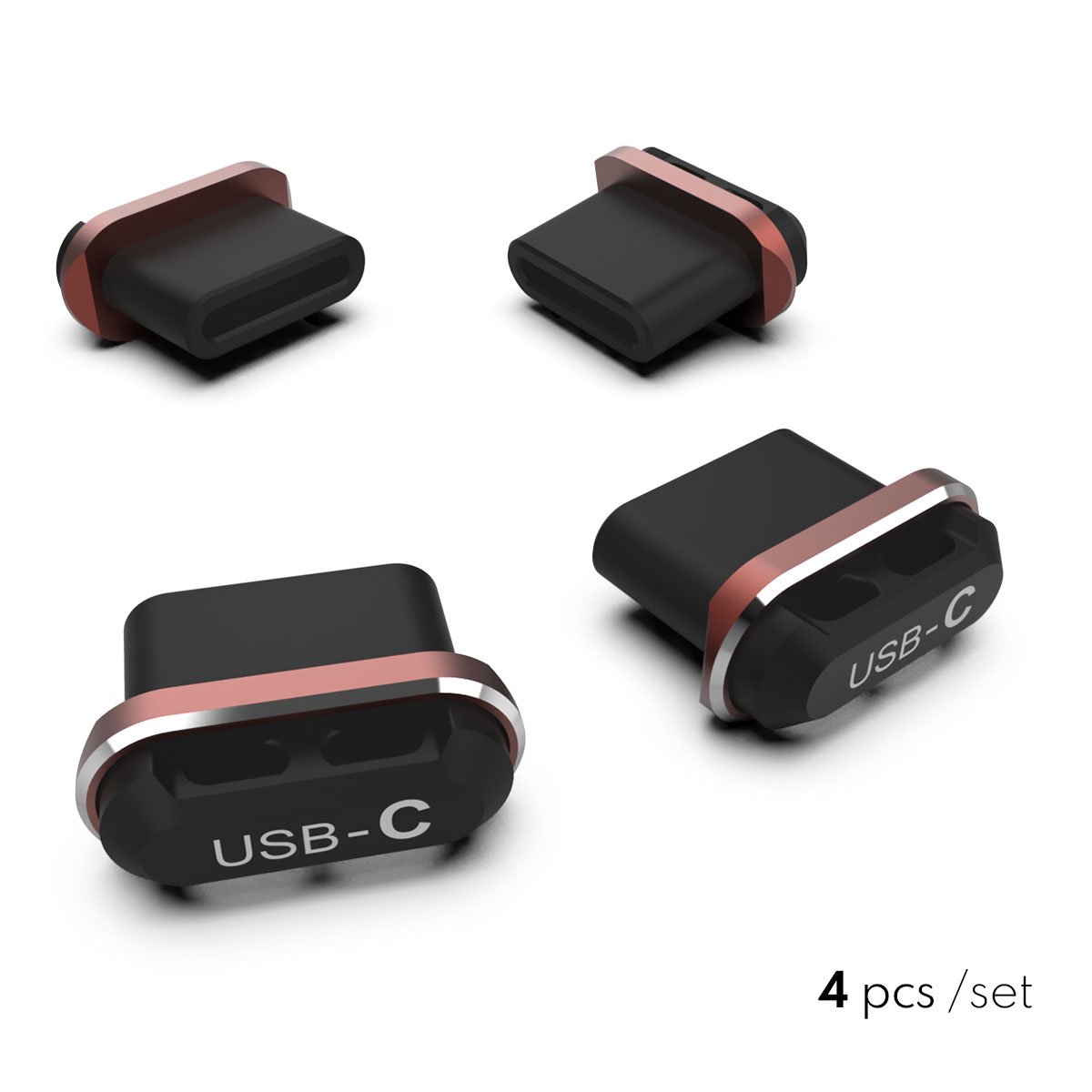 USB Type-Cの充電接続端子穴を埋めて保護するチャージングポートキャップの4個セット