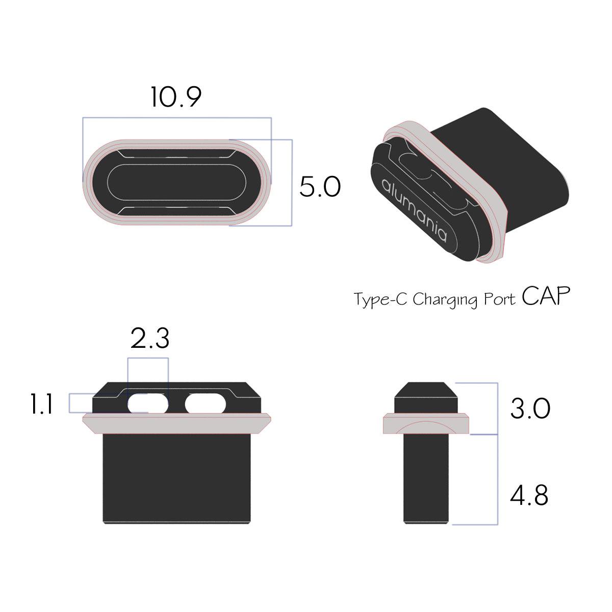 USB Type-Cの充電接続端子穴を埋めて保護するチャージングポート