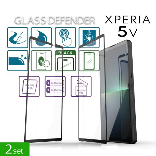 【2 set】 GLASS DEFENDER for 「XPERIA 5 V」  (全面接着自己吸着型-2.5D)