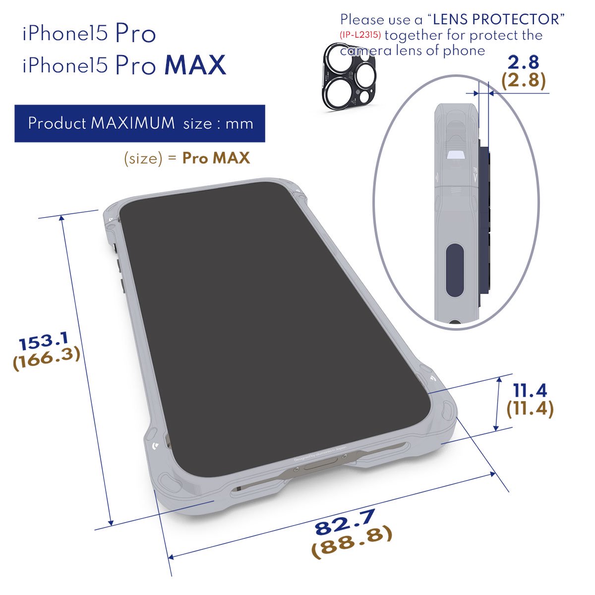 EDGE LINE for iPhone15 Pro MAX(6.7”) | アルミフルビレットの 