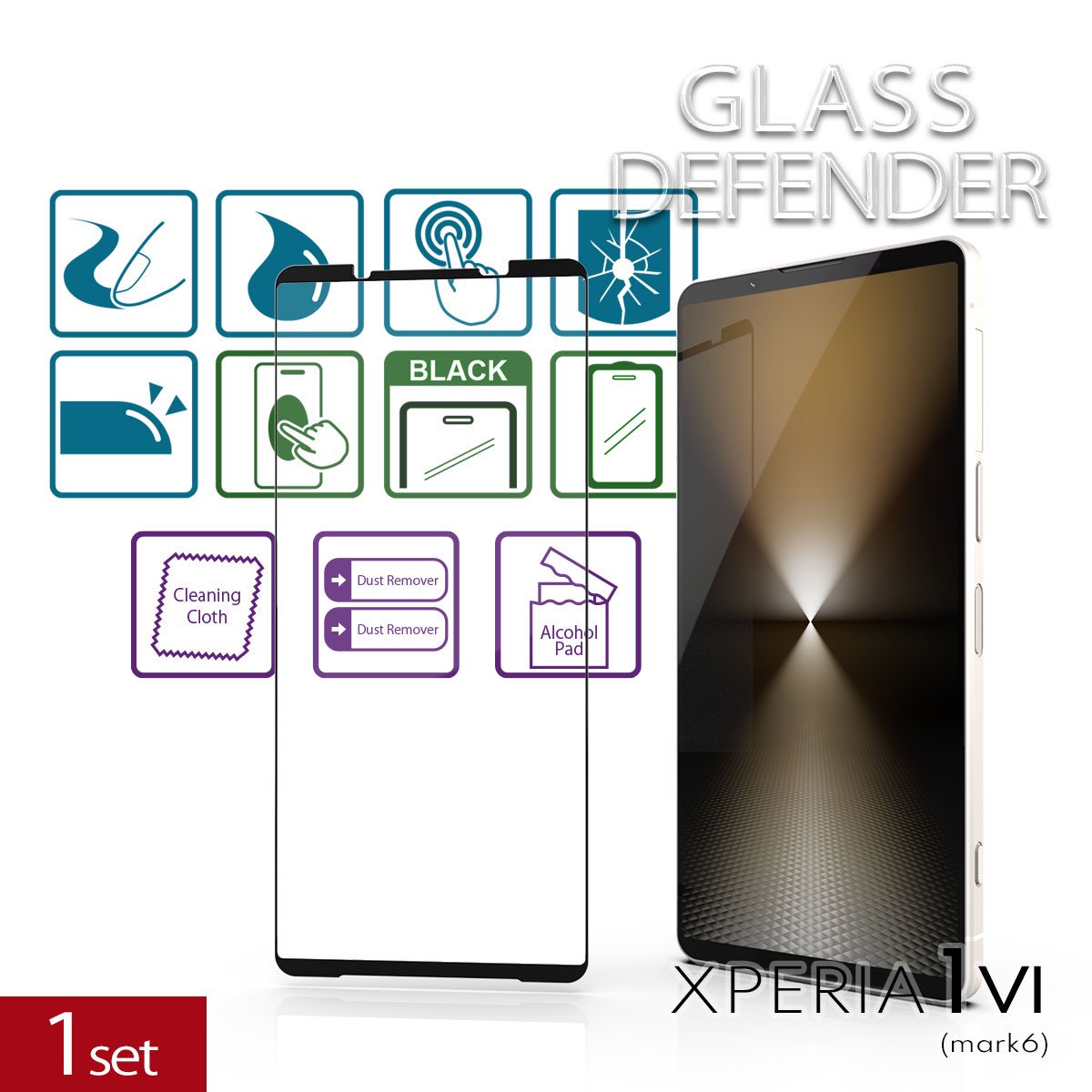 <img class='new_mark_img1' src='https://img.shop-pro.jp/img/new/icons1.gif' style='border:none;display:inline;margin:0px;padding:0px;width:auto;' />1 set GLASS DEFENDER for XPERIA 1 VI 1mk6 (ʵ巿-2.5D)