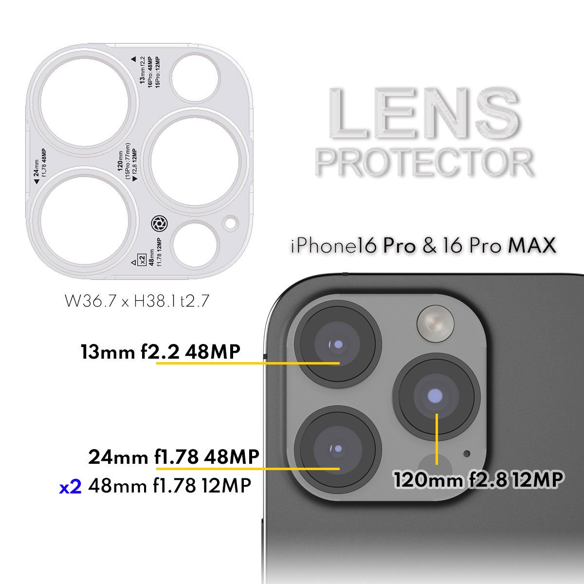 LENS PROTECTOR for iPhone16 Pro & iPhone16 Pro MAX