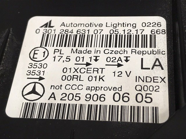 Cクラス W205 純正 前期 左 ヘッドライト/ランプ LED A 205 906 06 05