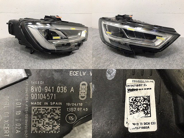 A3 8V 系 2017-2020 純正 後期 右 ヘッドライト/ランプ LED VALEO 8V0 941 036 A  アウディ/Audi(128409)