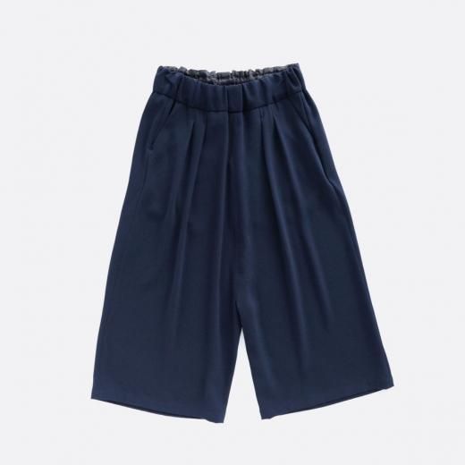 ACETATE & POLYESTER DOUBLE CLOTH WIDE CROPPED PANTS 