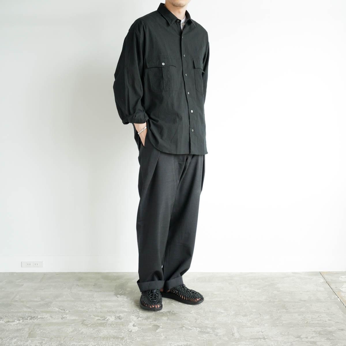 Porter classic ロールアップヴィンテージコットンシャツ black-