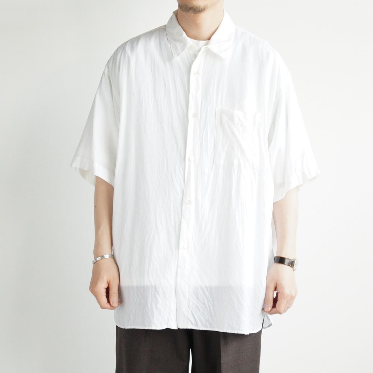 トップス WIRROW CUPRO COTTON HALF SLEEVE SHIRT WIRROW Cupro Cotton Half Sleeve Shirt WIRROW CUPRO COTTON HALF