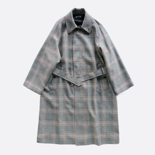HYPER BIG HOUNDSTOOTH CHECK PLAID SINGLE RAGLAN BELTED OVER COAT 