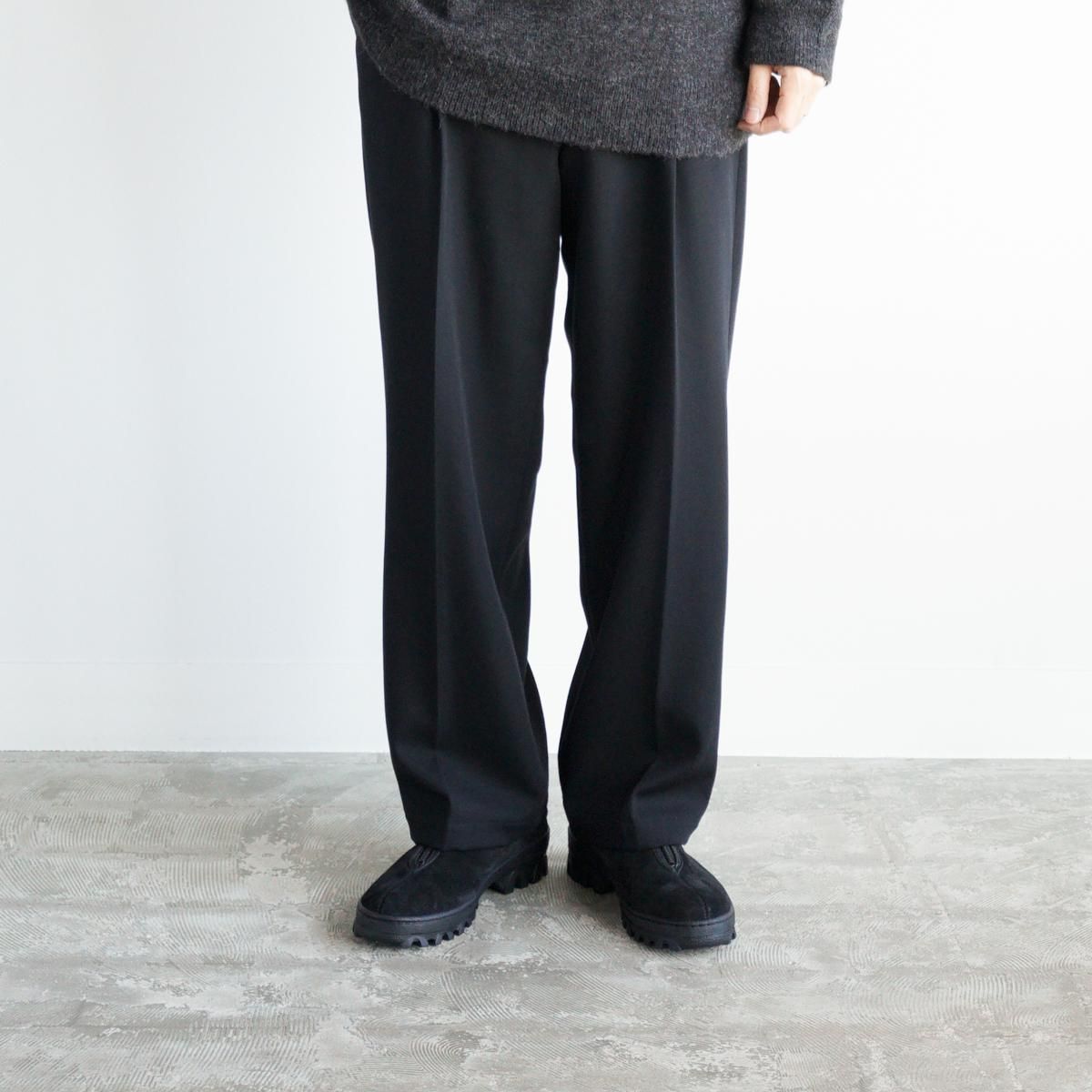 WIRROW WOOL SERGE WIDE TAPERED SLACKS-