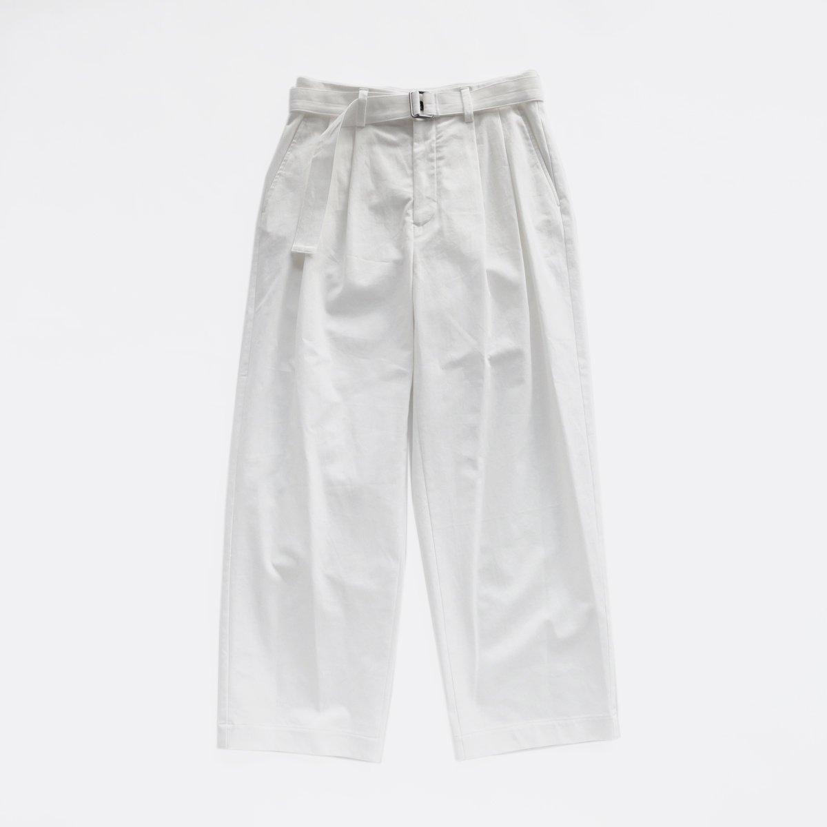 WIRROW cotton chino belted tuck pants - パンツ