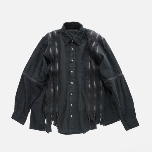 <img class='new_mark_img1' src='https://img.shop-pro.jp/img/new/icons1.gif' style='border:none;display:inline;margin:0px;padding:0px;width:auto;' />FLANNEL SHIRT -> 7 CUTS ZIPPED WIDE SHIRT / OVER DYE