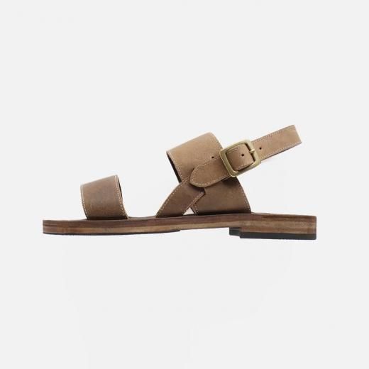 <img class='new_mark_img1' src='https://img.shop-pro.jp/img/new/icons1.gif' style='border:none;display:inline;margin:0px;padding:0px;width:auto;' />HORSEBUTT NUBUCK BROWN DOUBLE BELT SANDAL #16400