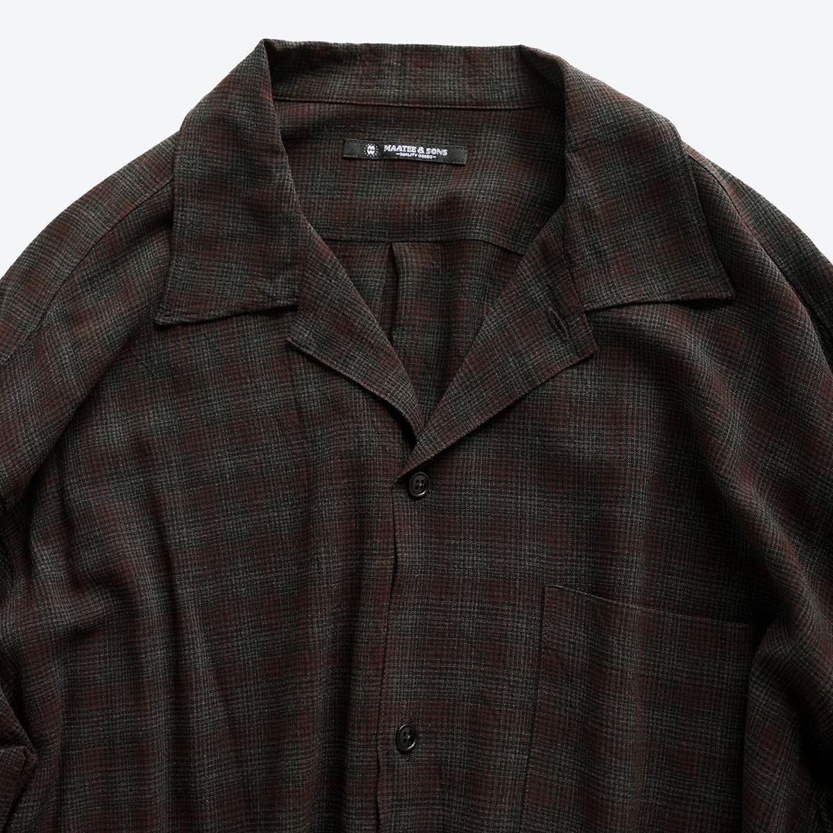 25AW OP COLLLAR SHIRTS RAYON強撚 BRCHECK OP COLLLAR SHIRTS RAYON強撚 BRCHECK(1(MEN) Brown/ブラウン
