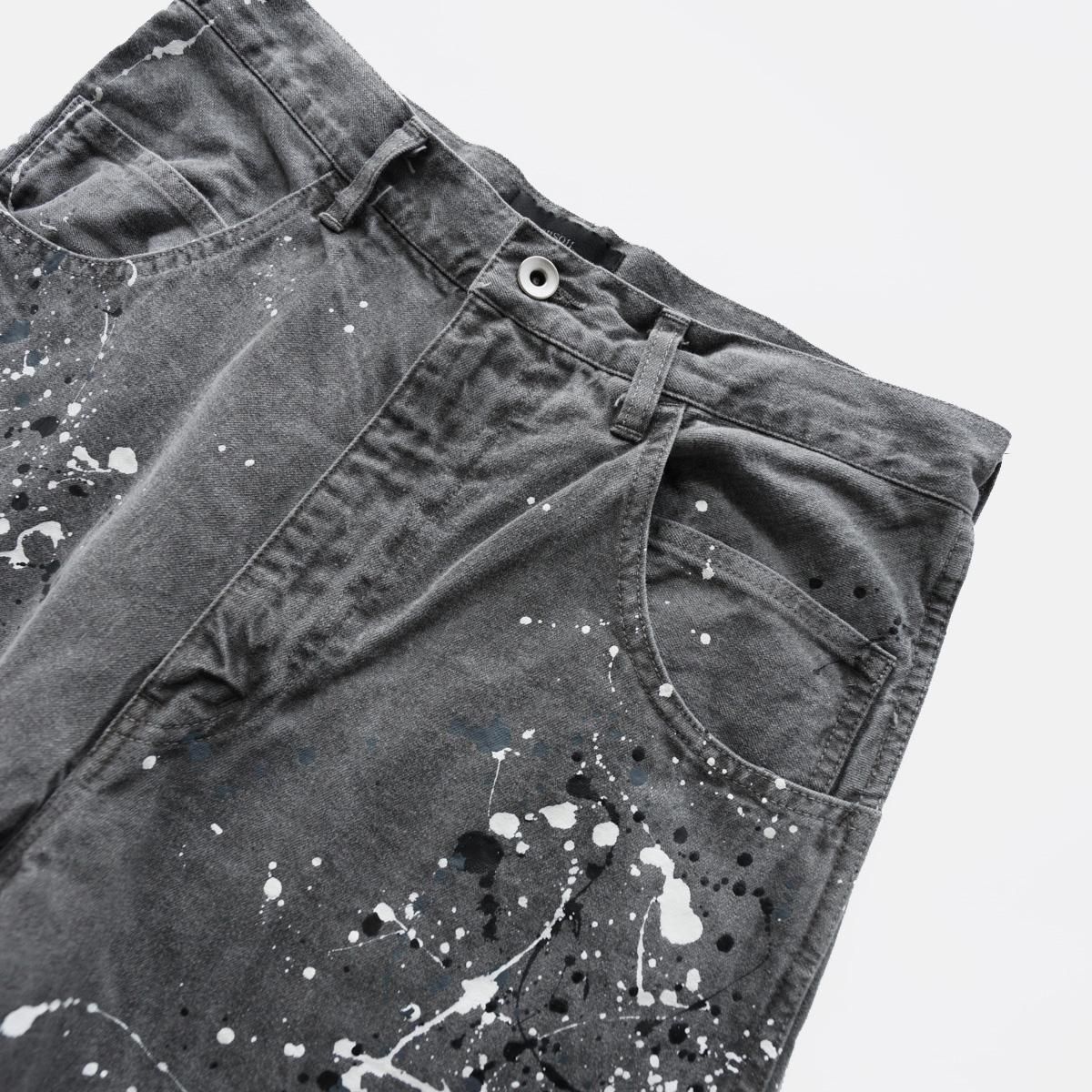ensou. SPLASH PAINTER JEANS デニムパンツ 柿の葉 ensou. SPLASH PAINTER JEANS デニムパンツ 柿の葉