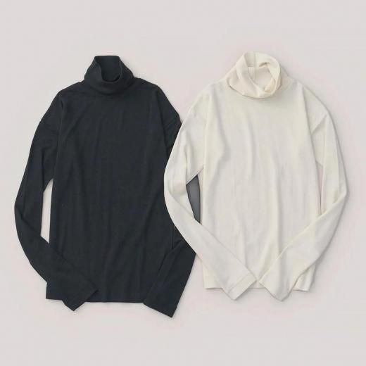 <img class='new_mark_img1' src='https://img.shop-pro.jp/img/new/icons1.gif' style='border:none;display:inline;margin:0px;padding:0px;width:auto;' />WOOL SILK FRAISE STITCH JERSEY TURTLENECK