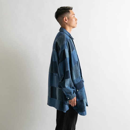 APPLEBUM/Tweed Patchwork Oversize Shirt Jacket - RAPPA ONLINE SHOP