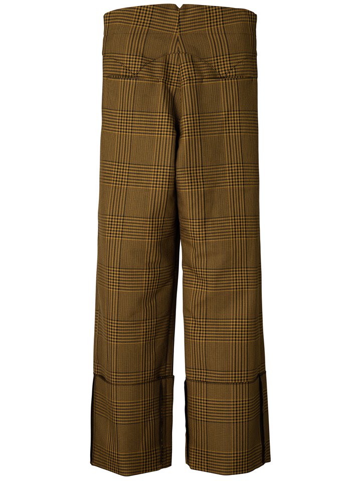 Cabana (カバナ) LONG TUCK PANTS ウールグレンチェック インプリーツ ワイドパンツ GLEN CHECK MUSTARD  PT01-E