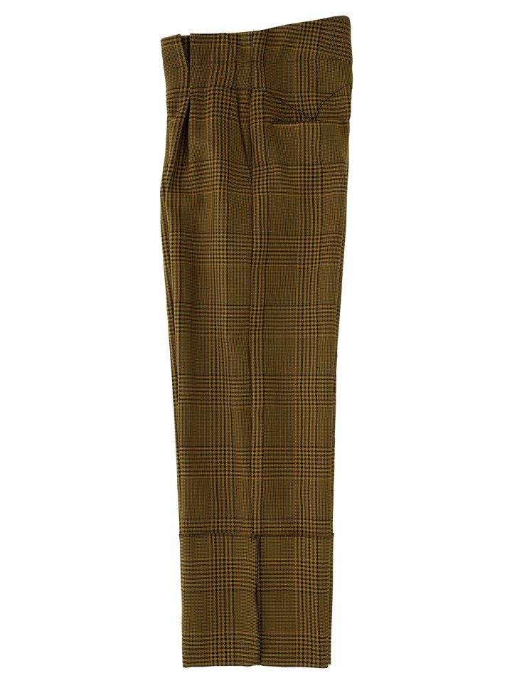 Cabana (カバナ) LONG TUCK PANTS ウールグレンチェック インプリーツ ワイドパンツ GLEN CHECK MUSTARD  PT01-E