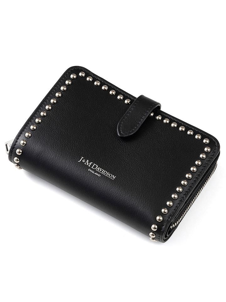 J&M Davidson (ジェイアンドエムデヴィッドソン) レディース MEDIUM ZIP AROUND WALLET ミディアム ジップ  アラウンド ウォレット スタッズ レザー 財布 オールシーズン