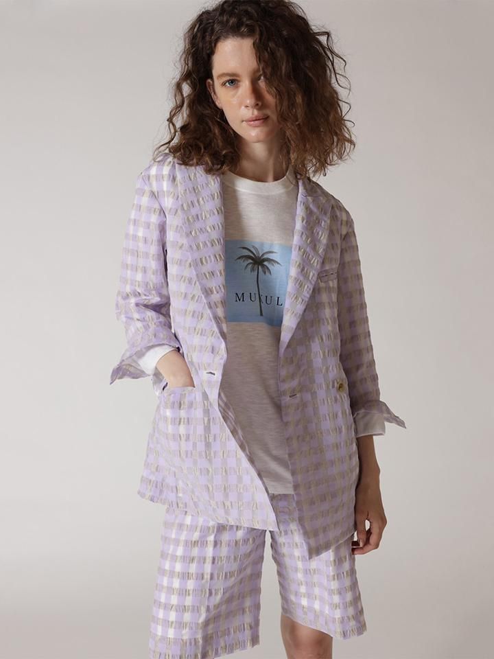 Cabana (カバナ) シアーパープルチェック シアサッカー ショート