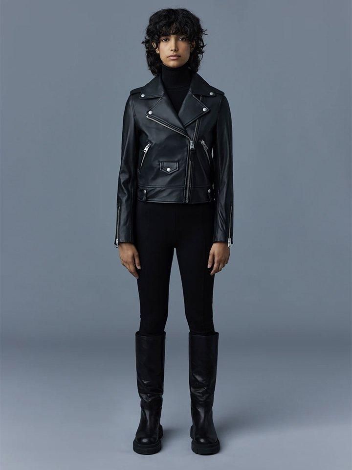 MACKAGE ブラック レザーダブルライダースジャケット