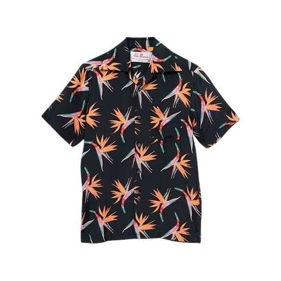 Aloha Blossom " Birds Of Paradise " Aloha Shirts /  Black
