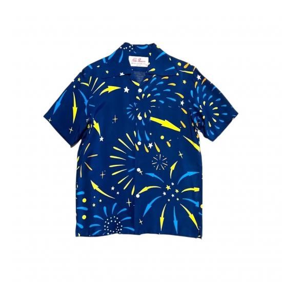Aloha Blossom " Hanabi " Aloha Shirts /  Navy