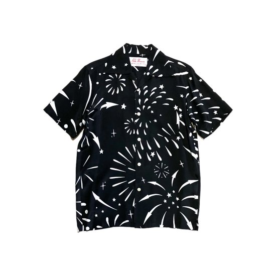 Aloha Blossom " Hanabi " Aloha Shirts /  Black