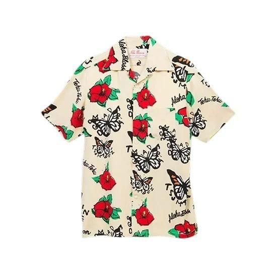 Aloha Blossom " Tehu Tehu " Aloha Shirts / Beige