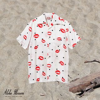 Aloha Blossom " Kiss " Aloha Shirts / White