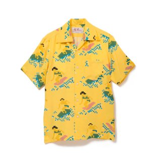 Aloha Blossom " Bit Surfer " Aloha Shirts /  Light Yellow