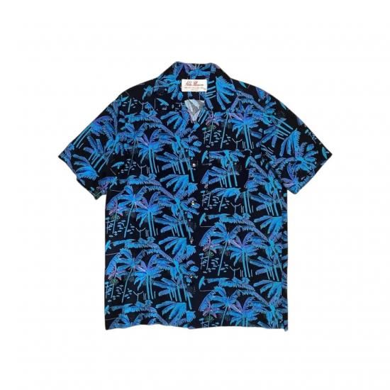 Aloha Blossom " Palm Tree " Aloha Shirts /  black