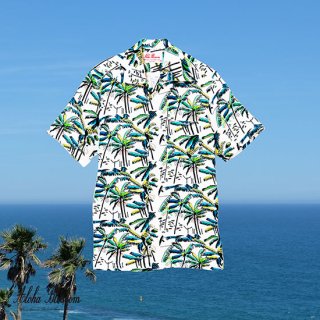Aloha Blossom " Palm Tree " Aloha Shirts /  White