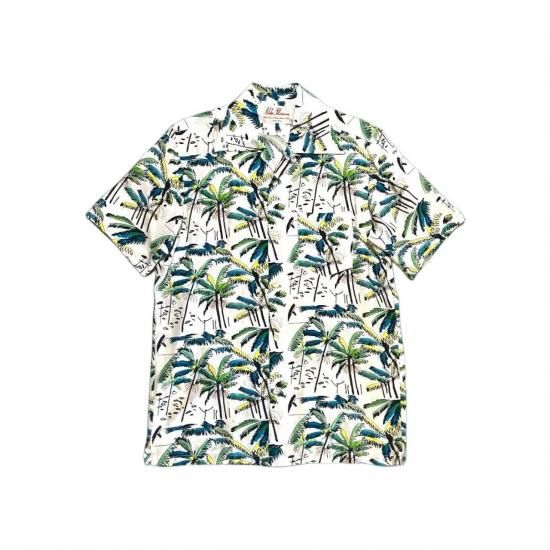 Aloha Blossom " Palm Tree " Aloha Shirts /  White