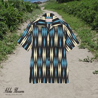 Aloha Blossom " Minsa Argyle" Aloha Shirts / Black Blue
