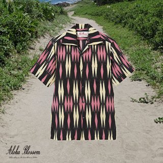 Aloha Blossom " Minsa Argyle" Aloha Shirts / Black Pink