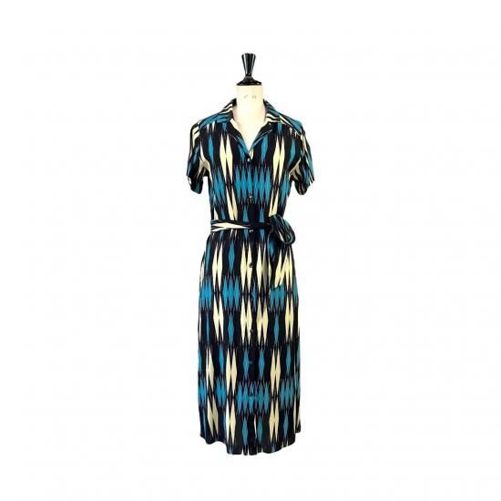 Aloha Blossom " Minsa Argyle " Shirt Dress / Black Blue