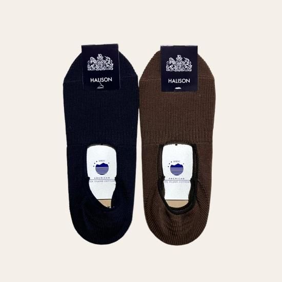 Halison "American Sea Island Cottton Boat Socks  " brown