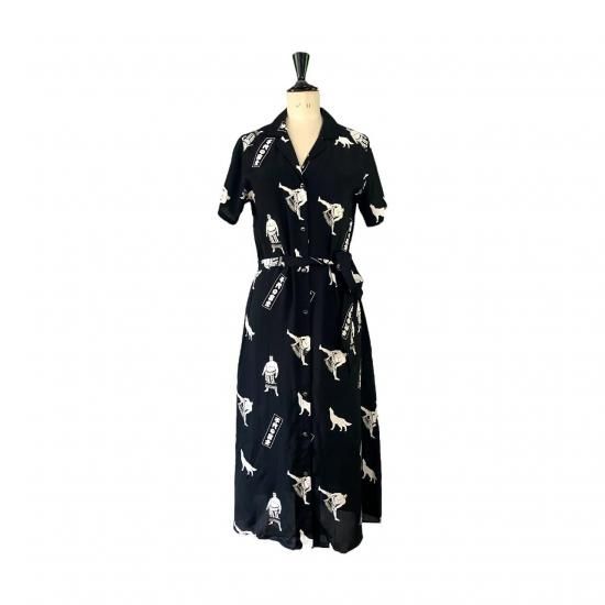 Aloha Blossom " Chiyonofuji " Shirts Dress / Black